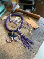 Load image into Gallery viewer, Viking Runes Soul Search Pendant~ suede~ Purple

