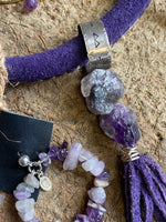 Load image into Gallery viewer, Viking Runes Soul Search Pendant~ suede~ Purple
