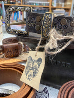 Load image into Gallery viewer, Belt~ Wildflower~ black/gold
