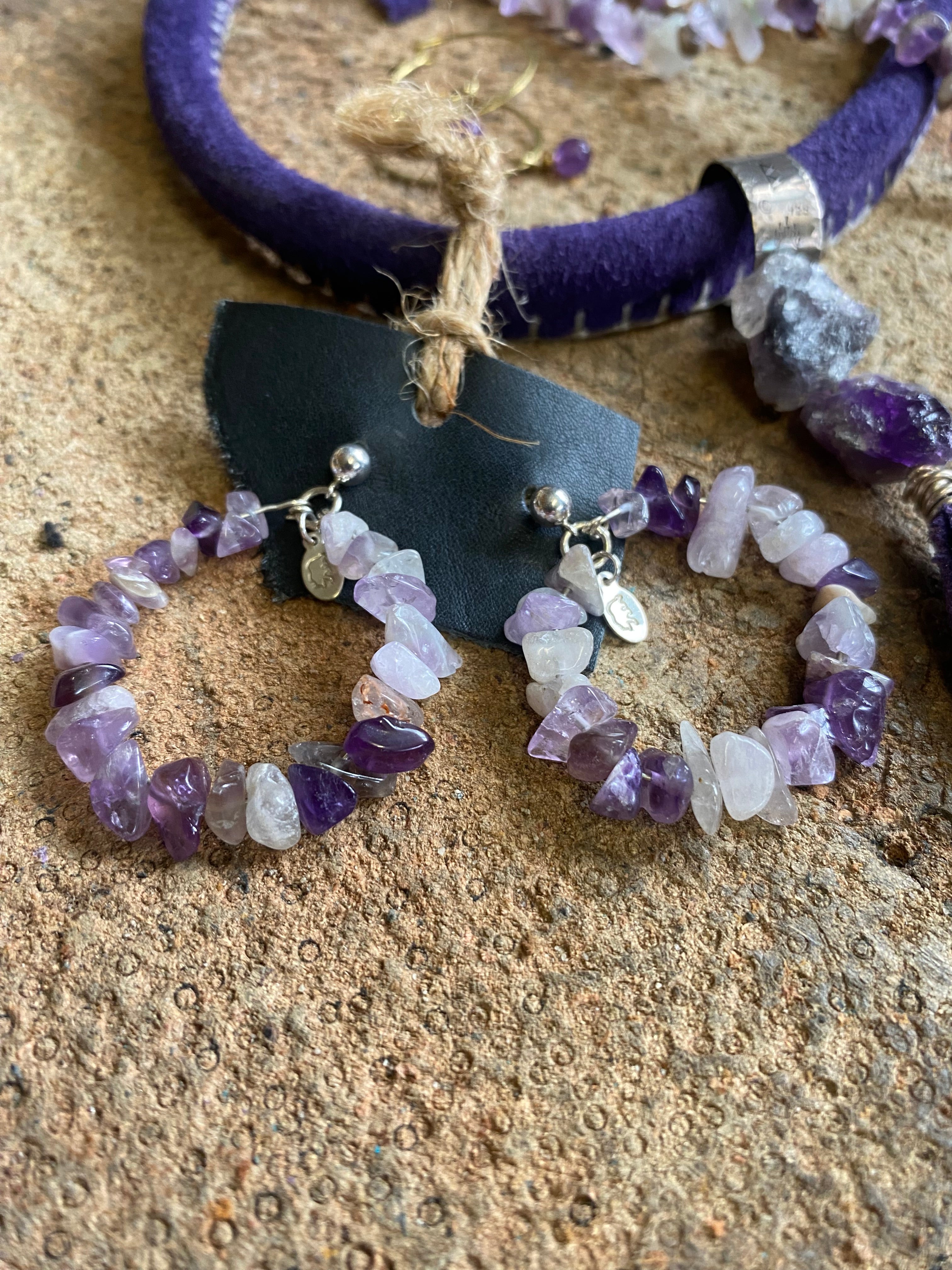 Amethyst~ Cleansing~ Hoops