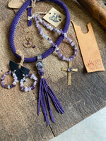 Load image into Gallery viewer, Viking Runes Soul Search Pendant~ suede~ Purple
