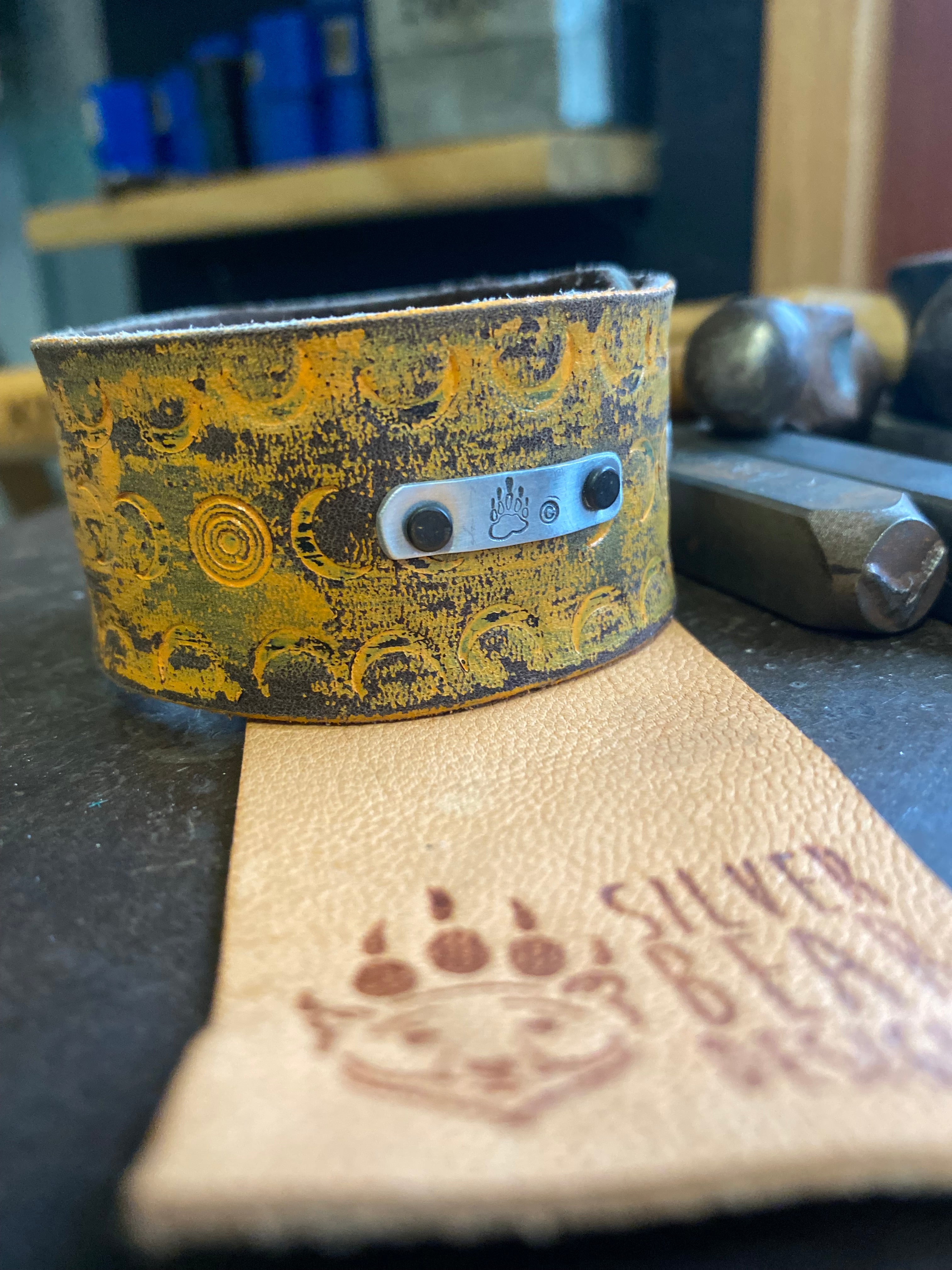 Eclipse~ moon~ Leather~ Cuff